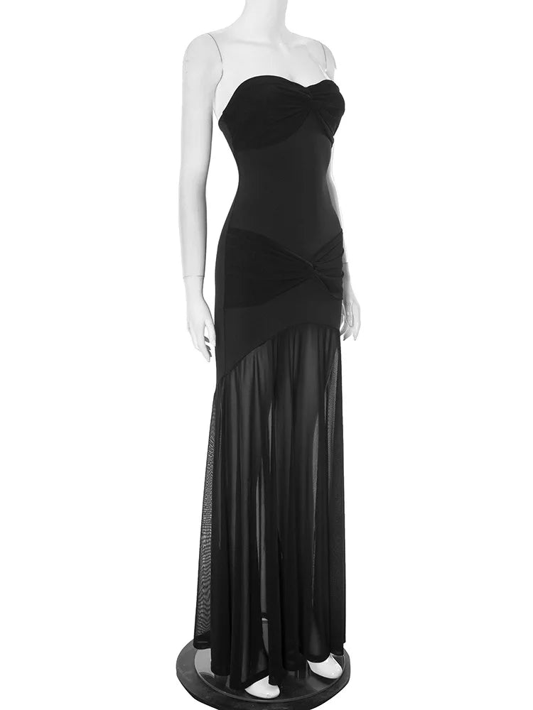 WOMEN’S STRAPLESS RUCHED MAXI DRESS
