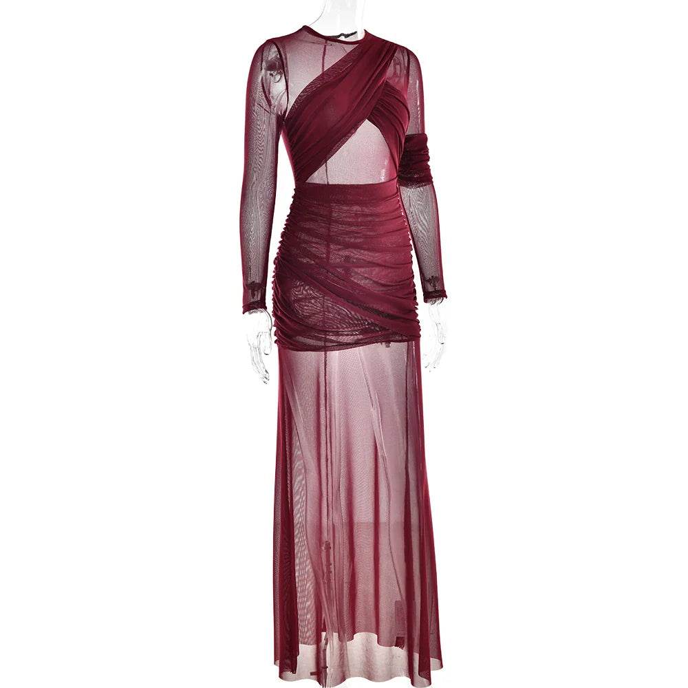ELEGANT SHEER MESH PARTY DRESS