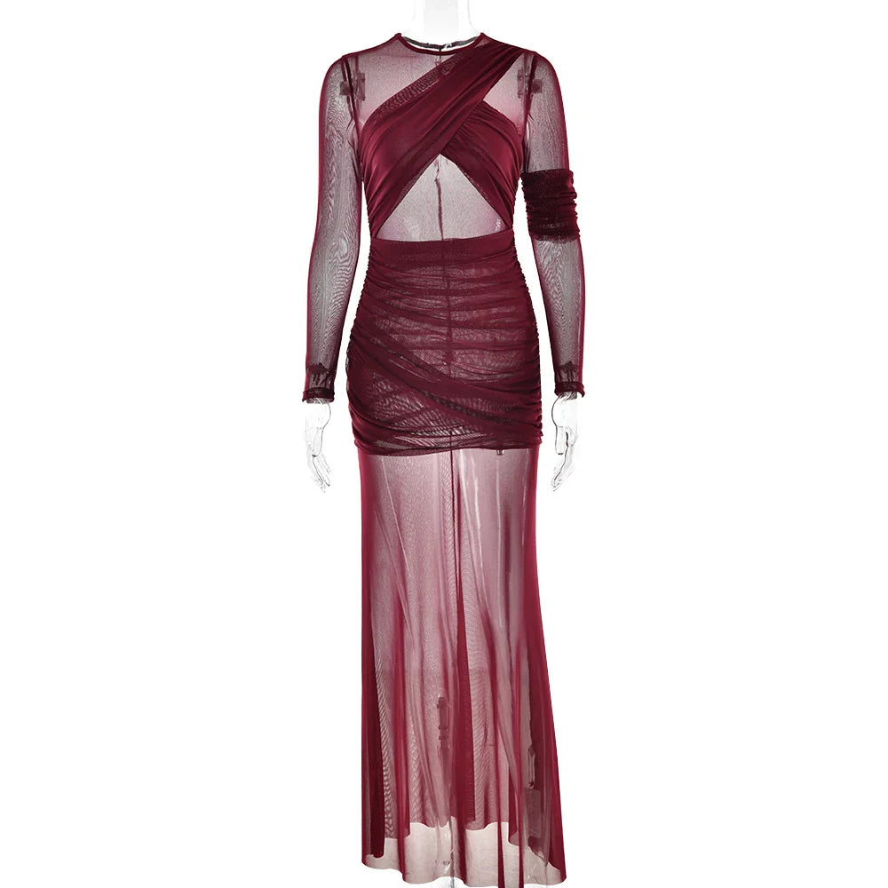 ELEGANT SHEER MESH PARTY DRESS