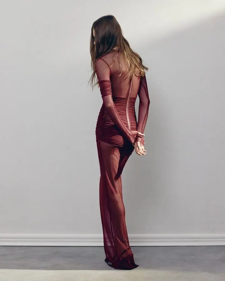 ELEGANT SHEER MESH PARTY DRESS