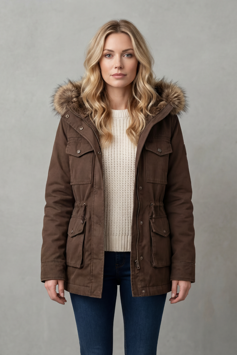 VELLIÈRE | RIBETE DE PELO SINTÉTICO – PARKA CON CAPUCHA