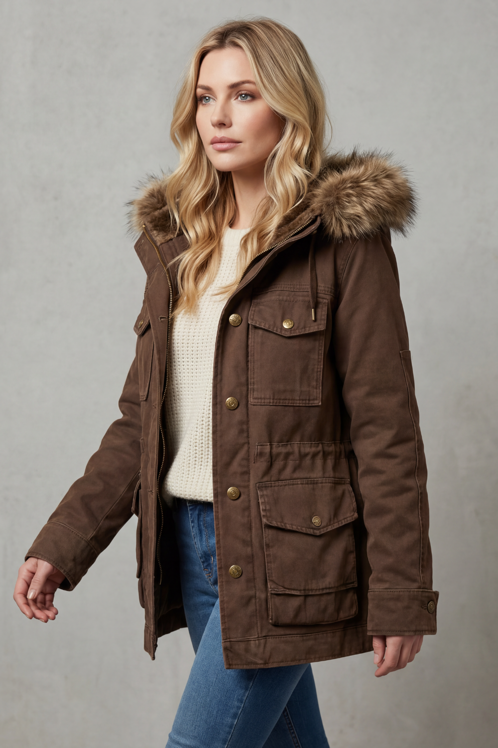 VELLIÈRE | RIBETE DE PELO SINTÉTICO – PARKA CON CAPUCHA