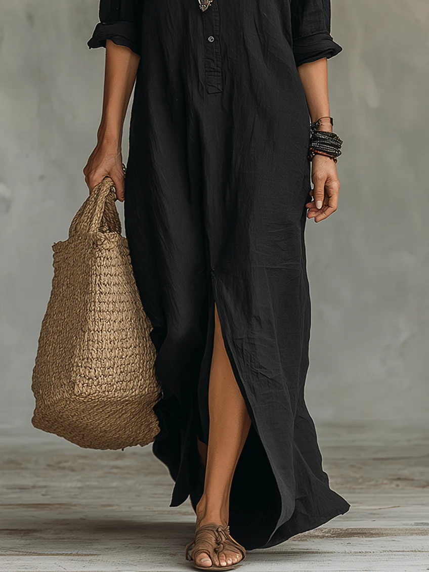 Sofía | Vestido Maxi Fluido con Botones