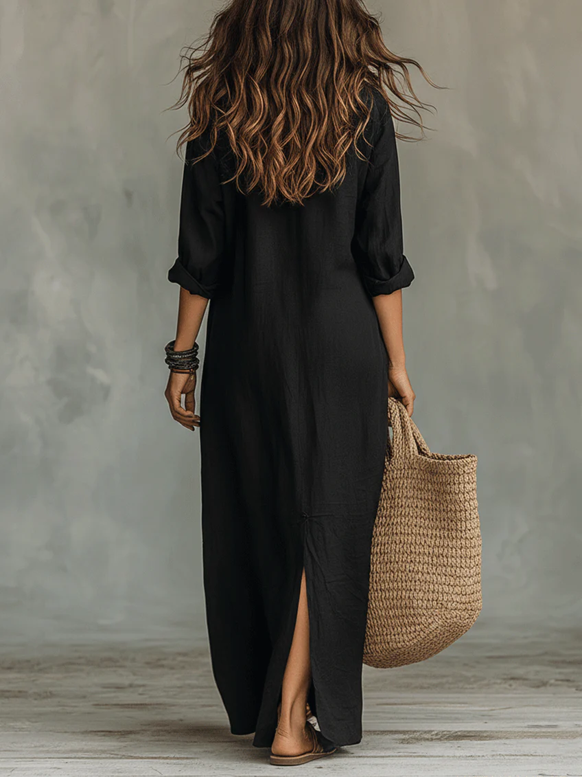 Sofía | Vestido Maxi Fluido con Botones