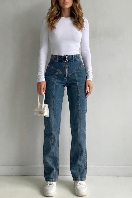ZAFFRIENNE – SCULPTED SEAM DETAIL – STRAIGHT LEG JEANS