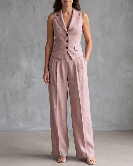 Olivia | Conjunto Chaleco y Pantalón de Lino