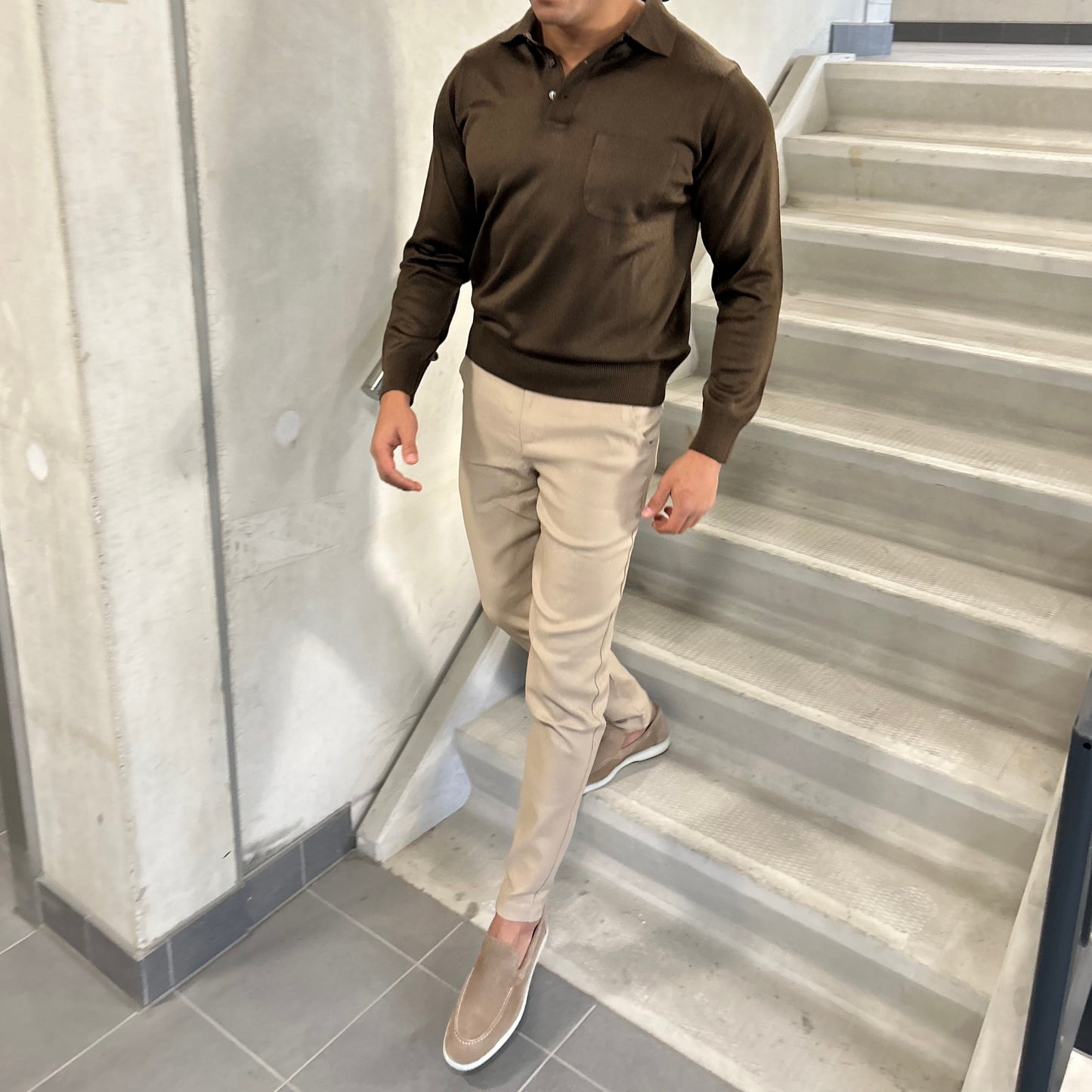 WOOL-BLEND BRILLO MANGA LARGA POLO