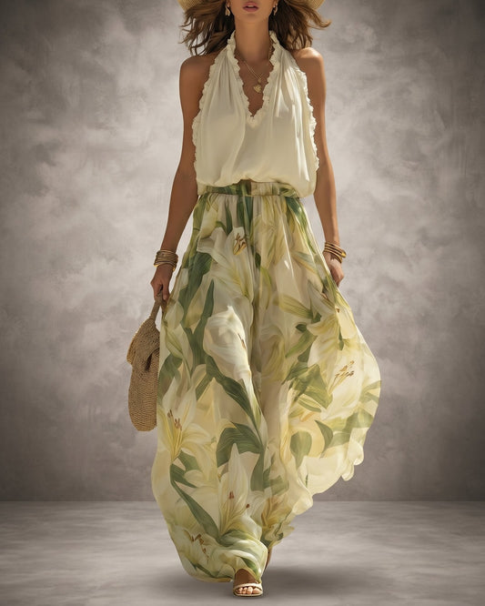 Lysandra | Conjunto elegante con estampado de lirios
