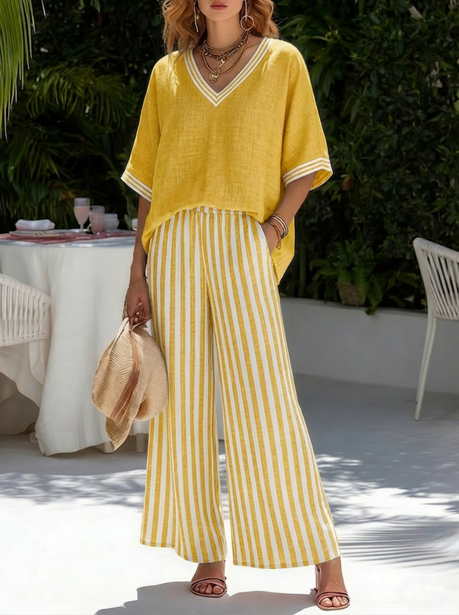 Amelia | Conjunto lino a rayas