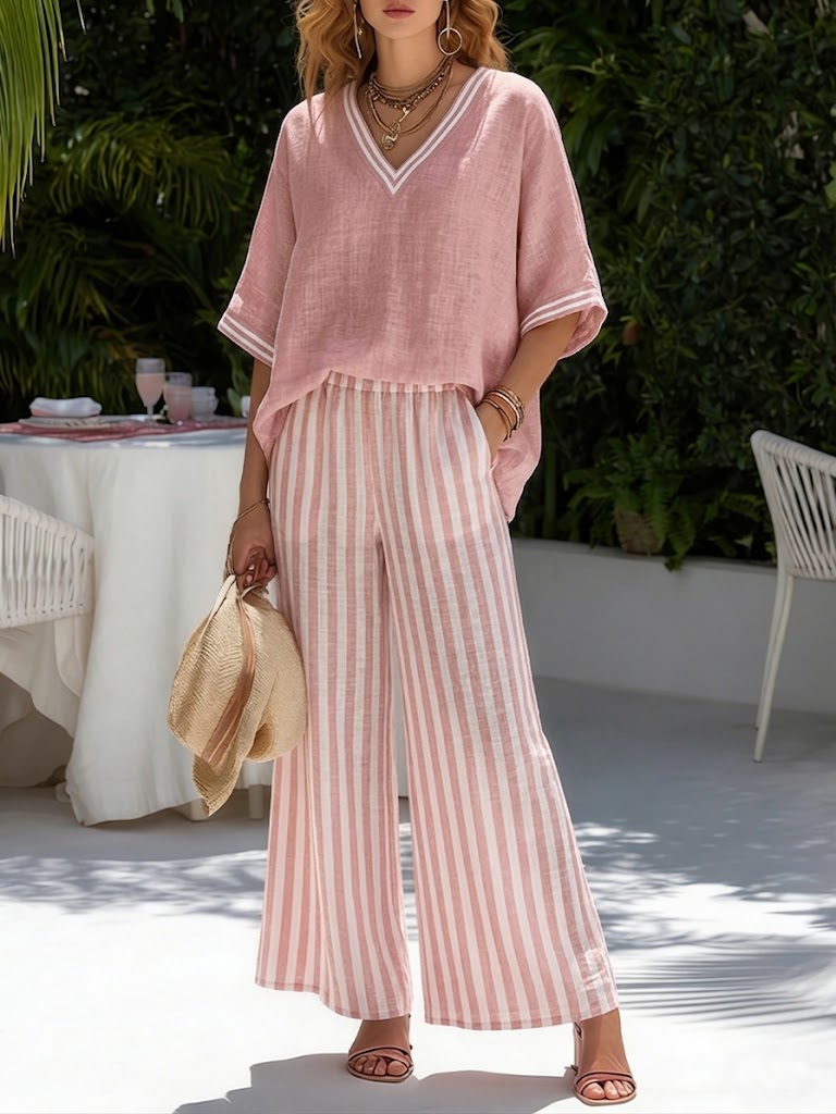 Amelia | Conjunto lino a rayas