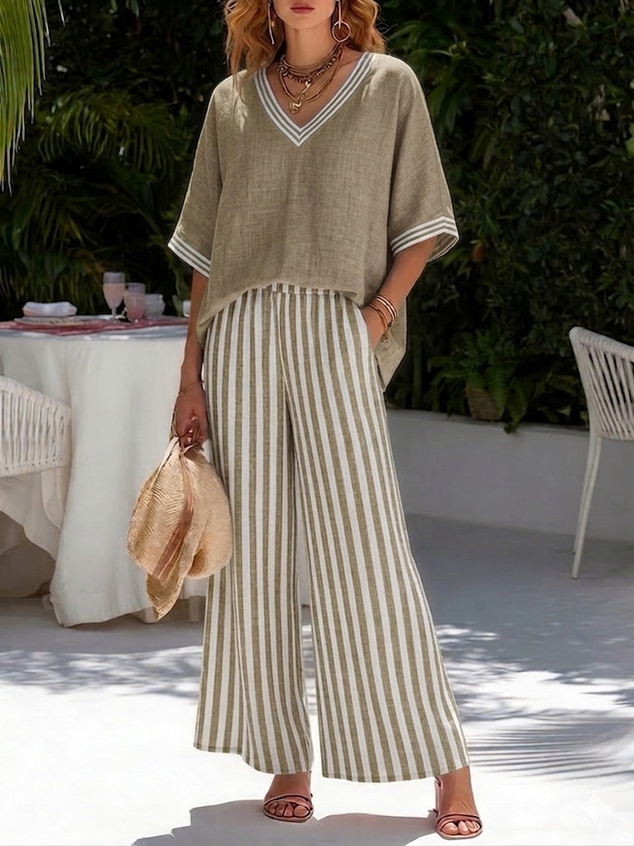 Amelia | Conjunto lino a rayas