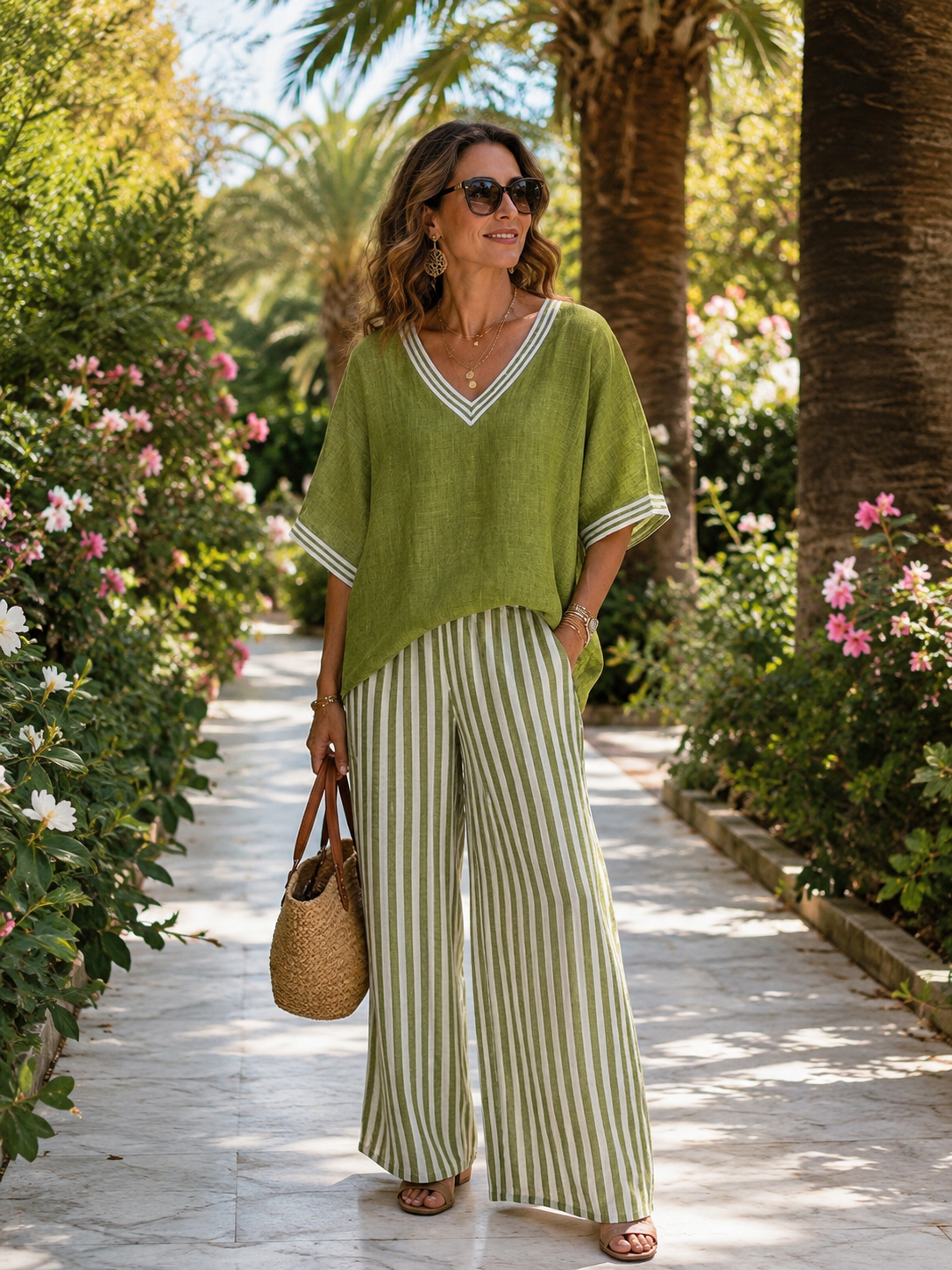 Amelia | Conjunto lino a rayas